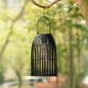 Glitzhome 9.75"H Set of 2  Black Metal Stripes Solar Powered Edison Bulb Outdoor Hanging Lantern