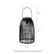 Glitzhome 9.75"H Set of 2  Black Metal Stripes Solar Powered Edison Bulb Outdoor Hanging Lantern