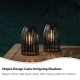 Glitzhome 9.75"H Set of 2  Black Metal Stripes Solar Powered Edison Bulb Outdoor Hanging Lantern