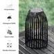 Glitzhome 9.75"H Set of 2  Black Metal Stripes Solar Powered Edison Bulb Outdoor Hanging Lantern