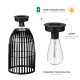 Glitzhome 9.75"H Set of 2  Black Metal Stripes Solar Powered Edison Bulb Outdoor Hanging Lantern