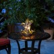 Glitzhome 9.75"H Black and Gold Metal Cutout Flying Hummingbird Silhouette Solar Powered Edison Bulb Outdoor Lantern