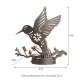 Glitzhome 9.75"H Black and Gold Metal Cutout Flying Hummingbird Silhouette Solar Powered Edison Bulb Outdoor Lantern