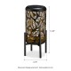 Glitzhome 14.25"H Black and Gold Metal Cutout Leaves Pattern Solar Powered LED Outdoor Lantern with Stand