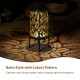 Glitzhome 14.25"H Black and Gold Metal Cutout Leaves Pattern Solar Powered LED Outdoor Lantern with Stand