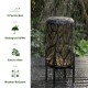 Glitzhome 14.25"H Black and Gold Metal Cutout Leaves Pattern Solar Powered LED Outdoor Lantern with Stand