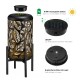 Glitzhome 14.25"H Black and Gold Metal Cutout Leaves Pattern Solar Powered LED Outdoor Lantern with Stand