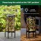 Glitzhome 14.25"H Black and Gold Metal Cutout Leaves Pattern Solar Powered LED Outdoor Lantern with Stand