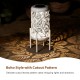Glitzhome 14.25"H White Metal Cutout Leaves Pattern Solar Powered LED Outdoor Lantern with Stand