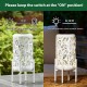 Glitzhome 14.25"H White Metal Cutout Leaves Pattern Solar Powered LED Outdoor Lantern with Stand