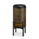 Glitzhome 14.25"H Black and Gold Metal Cutout Flower Pattern Solar Powered LED Outdoor Lantern with Stand