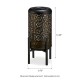 Glitzhome 14.25"H Black and Gold Metal Cutout Flower Pattern Solar Powered LED Outdoor Lantern with Stand