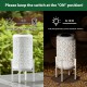 Glitzhome 14.25"H White Metal Cutout Flower Pattern Solar Powered LED Outdoor Lantern with Stand