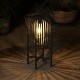 Glitzhome 14.25"H Slim-shaped Black Metal Stripes Solar Powered Edison Bulb Slim Outdoor Lantern with Stand (KD)