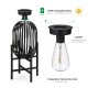 Glitzhome 14.25"H Slim-shaped Black Metal Stripes Solar Powered Edison Bulb Slim Outdoor Lantern with Stand (KD)