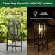 Glitzhome 14.25"H Slim-shaped Black Metal Stripes Solar Powered Edison Bulb Slim Outdoor Lantern with Stand (KD)