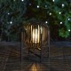 Glitzhome 11.50"H Black Metal Stripes Solar Powered Edison Bulb Outdoor Lantern with Stand