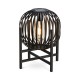 Glitzhome 11.50"H Black Metal Stripes Solar Powered Edison Bulb Outdoor Lantern with Stand