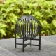 Glitzhome 11.50"H Black Metal Stripes Solar Powered Edison Bulb Outdoor Lantern with Stand