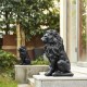 Glitzhome 20.75"H MGO Black Sitting Lion Garden Statue