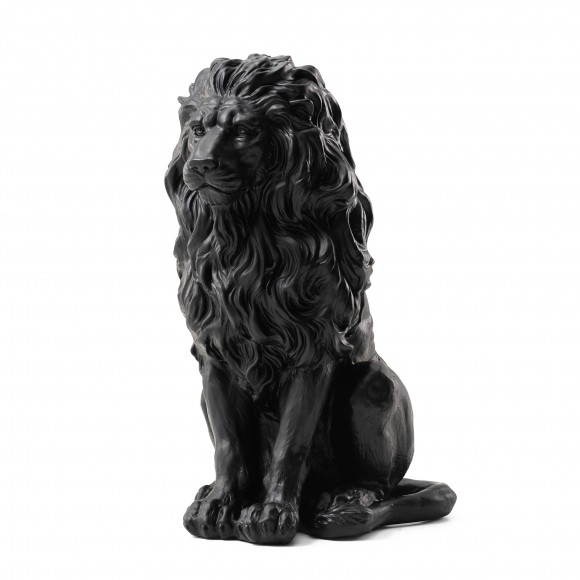 Glitzhome 20.75"H MGO Black Sitting Lion Garden Statue