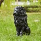 Glitzhome 20.75"H MGO Black Sitting Lion Garden Statue