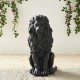 Glitzhome 20.75"H MGO Black Sitting Lion Garden Statue