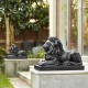 Glitzhome 21.75"L MGO Black Lying Lion Garden Statue