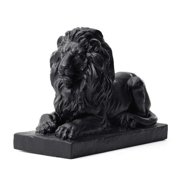 Glitzhome 21.75"L MGO Black Lying Lion Garden Statue