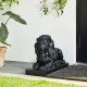 Glitzhome 21.75"L MGO Black Lying Lion Garden Statue