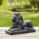 Glitzhome 21.75"L MGO Black Lying Lion Garden Statue