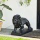 Glitzhome 24.5"L MGO Black Walking Lion Garden Statue