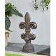 Glitzhome 21.25"H MGO Bronze Standing Fleur De Lis Garden Statue