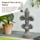 Glitzhome 21.25"H MGO Standing Fleur De Lis Garden Statue