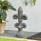 Glitzhome 21.25"H MGO Standing Fleur De Lis Garden Statue