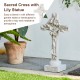 Glitzhome 21"H MGO Holy Cross with Lily Garden Statue