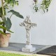 Glitzhome 21"H MGO Holy Cross with Lily Garden Statue