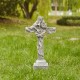 Glitzhome 21"H MGO Holy Cross with Lily Garden Statue