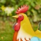 Glitzhome 21"H Metal Vibrant Standing Rooster Garden Statue