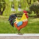 Glitzhome 21"H Metal Vibrant Standing Rooster Garden Statue