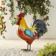 Glitzhome 21"H Metal Vibrant Standing Rooster Garden Statue