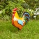Glitzhome 21"H Metal Vibrant Standing Rooster Garden Statue