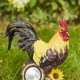 Glitzhome 13.75"H Resin Solar Powered Vibrant Rooster Garden Statue