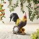 Glitzhome 13.75"H Resin Solar Powered Vibrant Rooster Garden Statue