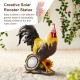 Glitzhome 13.75"H Resin Solar Powered Vibrant Rooster Garden Statue