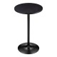 Glitzhome Modern Bar Table with Round Charcoal Gray Walnut Top and Black Metal Base