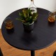 Glitzhome Modern Bar Table with Round Charcoal Gray Walnut Top and Black Metal Base