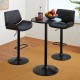 Glitzhome Modern Bar Table with Round Charcoal Gray Walnut Top and Black Metal Base