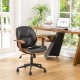 Glitzhome Black Leatherette Gaslift Adjustable Swivel Office Chair