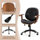 Glitzhome Black Leatherette Gaslift Adjustable Swivel Office Chair